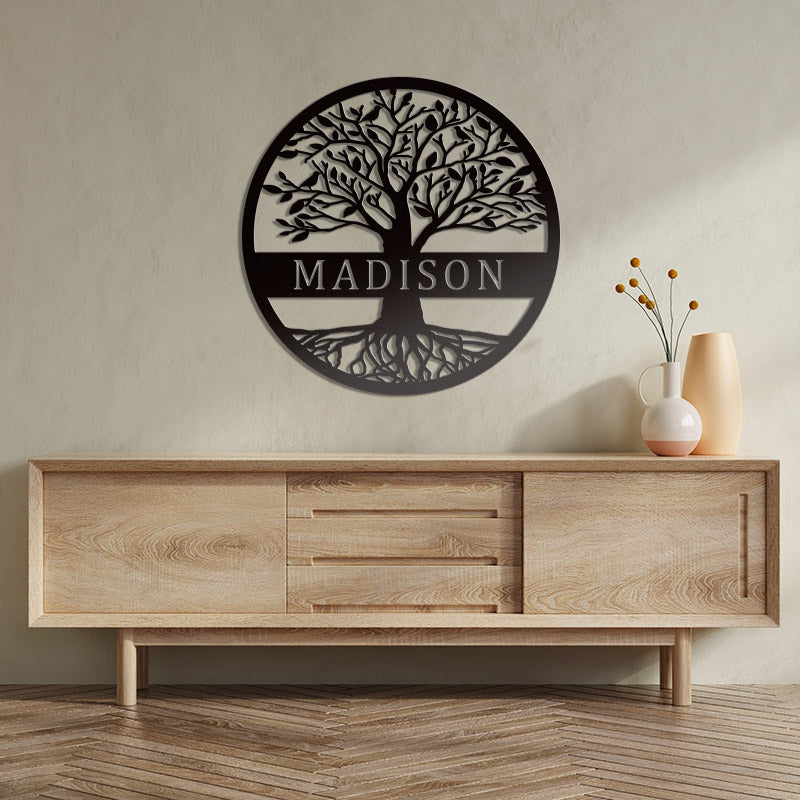 Custom Name Elaborate Tree Of Life Metal Sign
