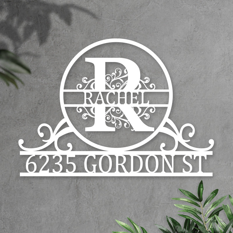 Personalized Name Monogram Metal Address Sign House Numbers