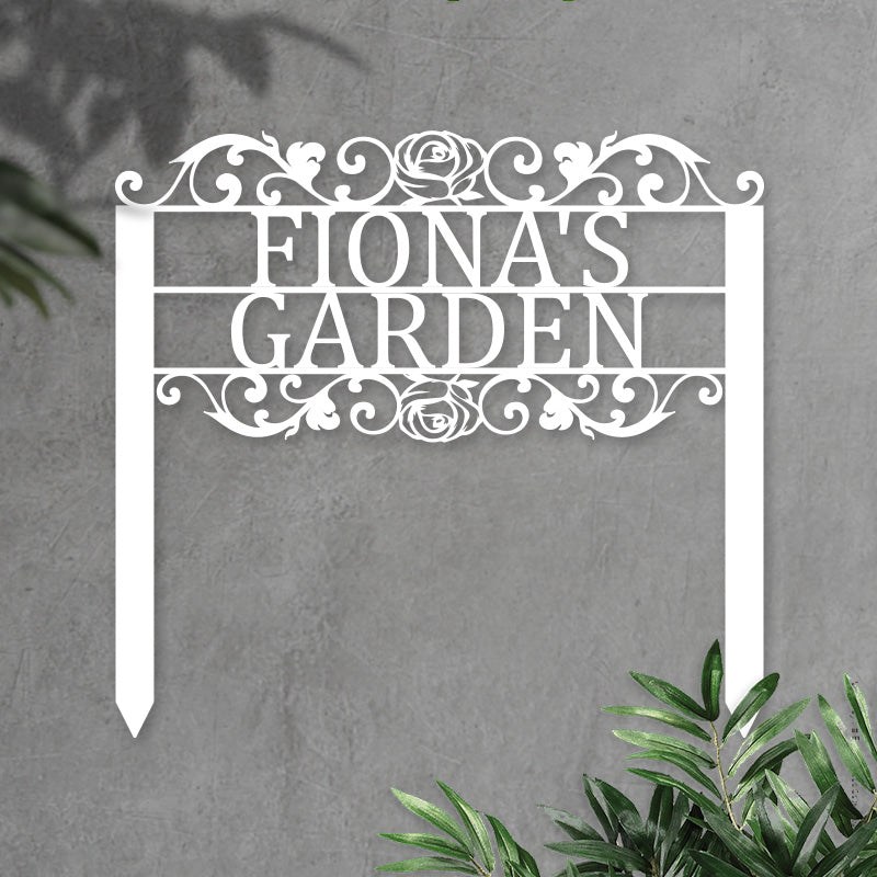 Personalized Name Metal Garden Sign with Stake