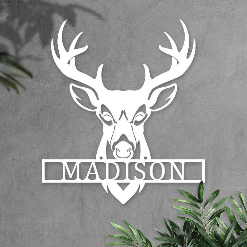 Personalized Deer Hunting Head Monogram Name Metal Sign