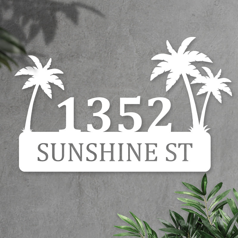 Custom Palm Tree Metal Address Sign House Numbers Plaque