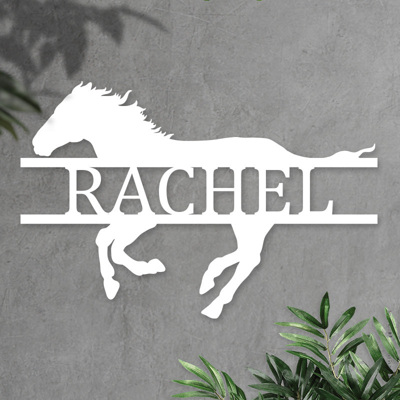 Custom Name Running Horse Metal Sign For Housewarming Gift