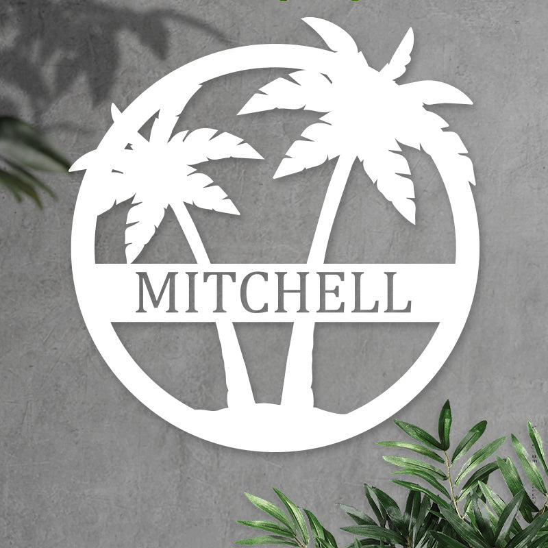Custom Palm Trees Metal Monogram Sign For Ocean Lovers