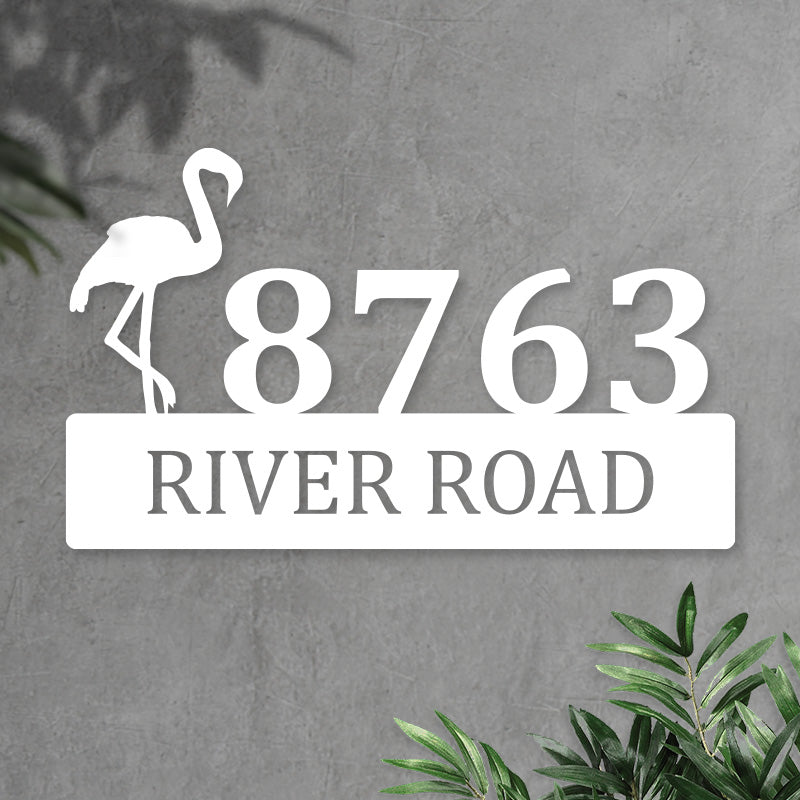 Custom Flamingo Metal Address Sign House Numbers Plaque