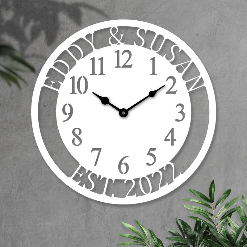Personalized Name Metal Wall Clock for Home Decor