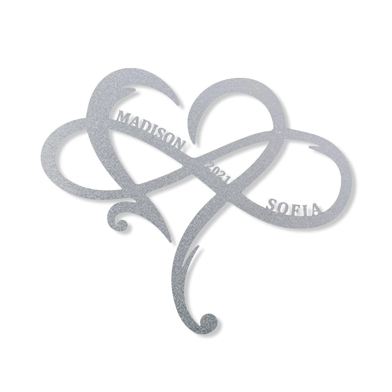 Personalized Monogram Split Letter Name Infinity Heart Metal Sign for Your Love