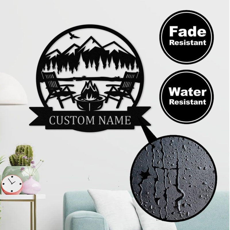 Personalized Campfire Name Metal Sign For Home Decor