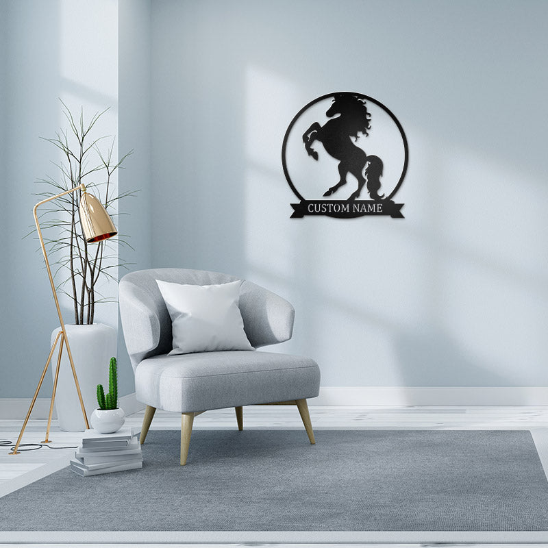 Custom Family Name Metal Horse Sign For Yard &amp; Garden Decor