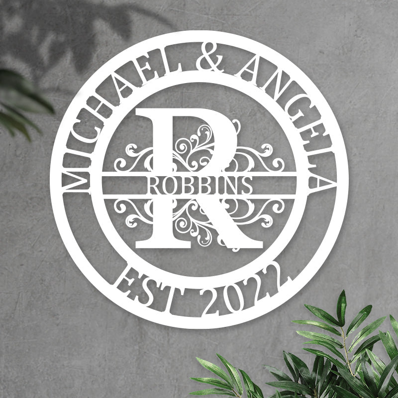 Custom Monogram Name Metal Sign for Yard Decor