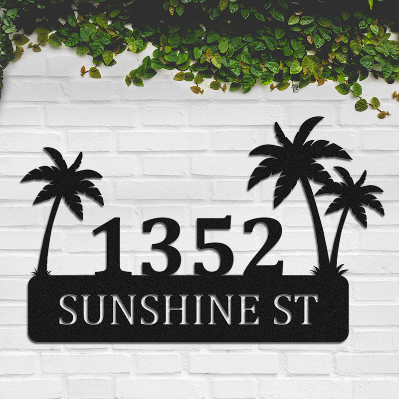 Custom Palm Tree Metal Address Sign House Numbers Plaque