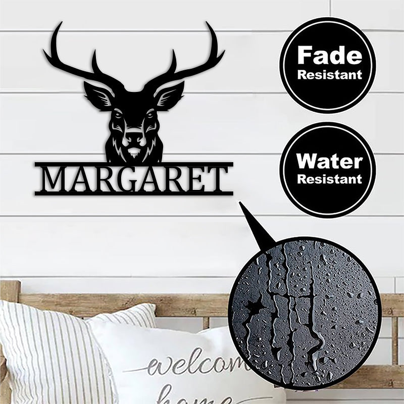 Custom Name Deer Head Metal Sign Deer Antler Decor