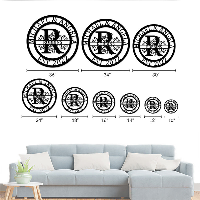 Custom Monogram Name Metal Sign for Yard Decor