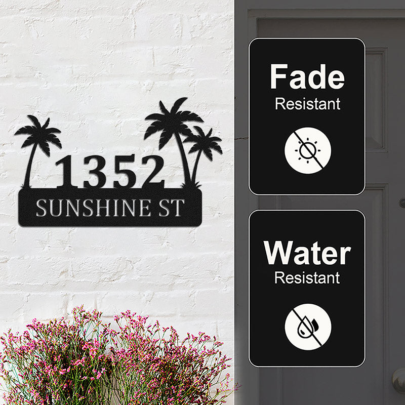 Custom Palm Tree Metal Address Sign House Numbers Plaque