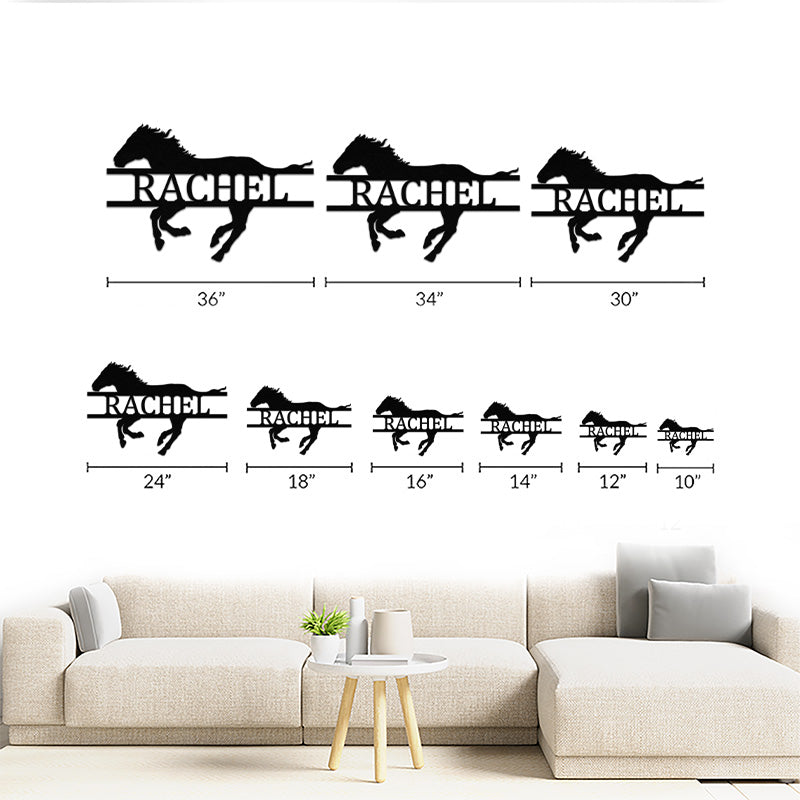 Custom Name Running Horse Metal Sign For Housewarming Gift