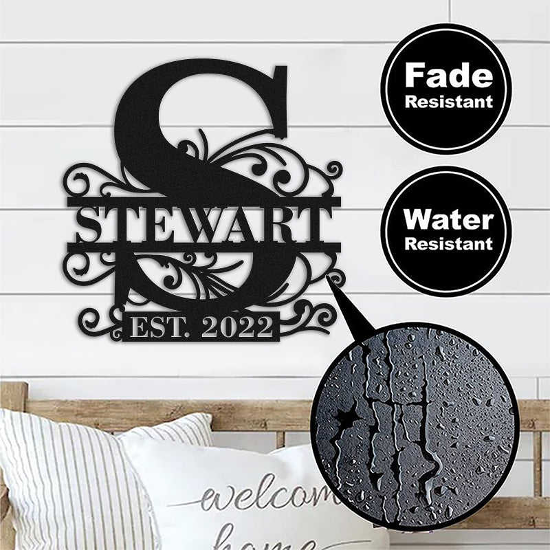 Personalized Family Lace Last Name Metal Letters Sign