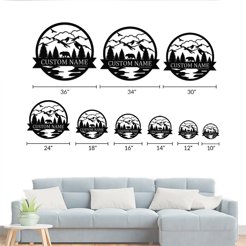 Custom Bear Monogramn Metal Name Sign For Home Decor