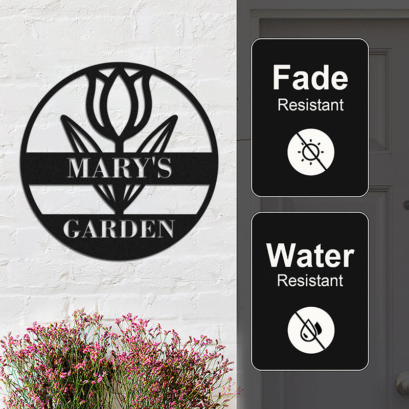 Custom Flower Name Metal Garden Sign for Yard Decor