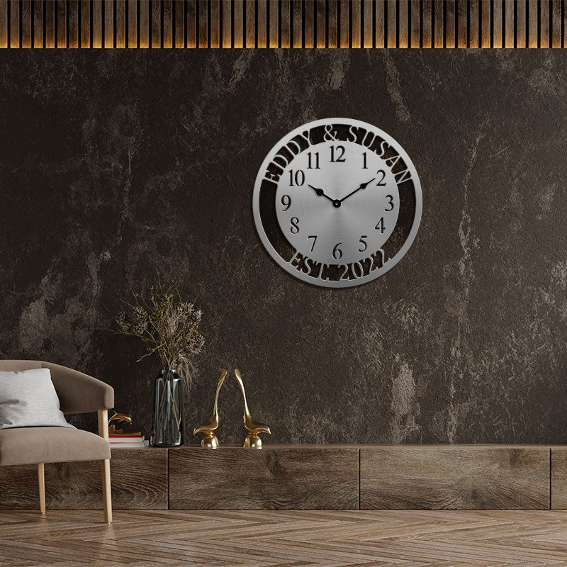Personalized Name Metal Wall Clock for Home Decor