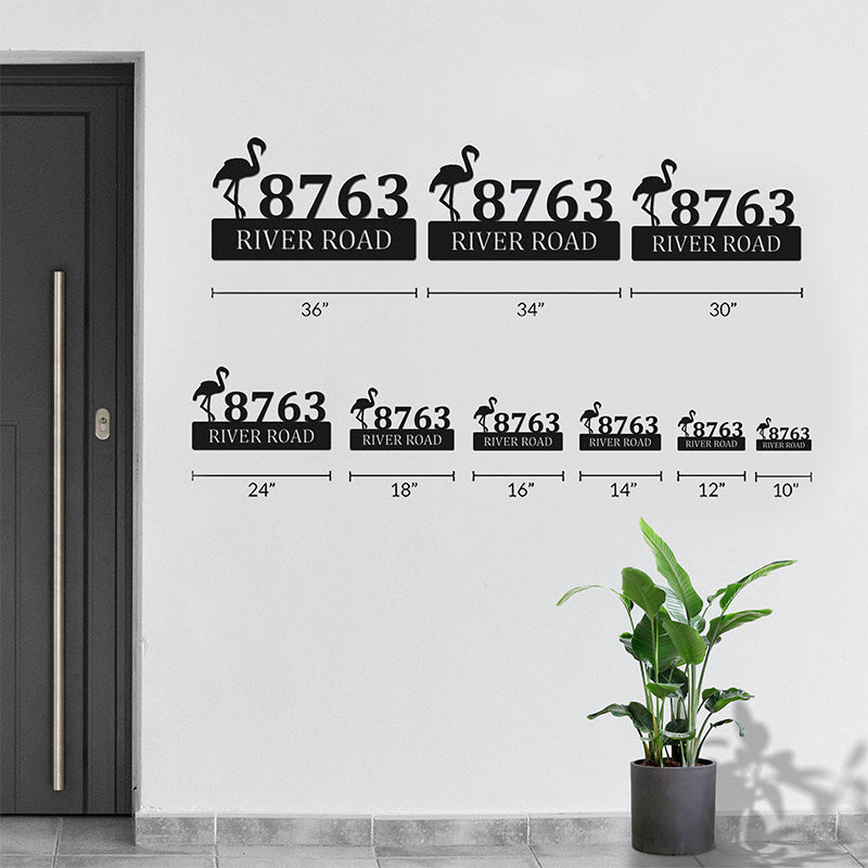 Custom Flamingo Metal Address Sign House Numbers Plaque