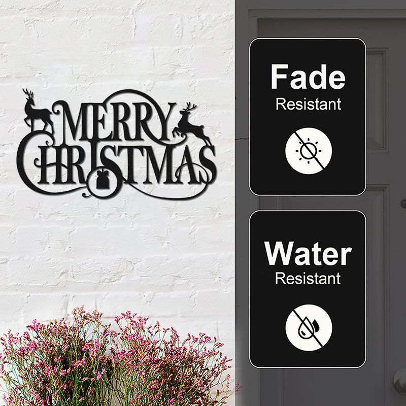 Merry Christmas Metal Wall Decor Deer Metal Sign