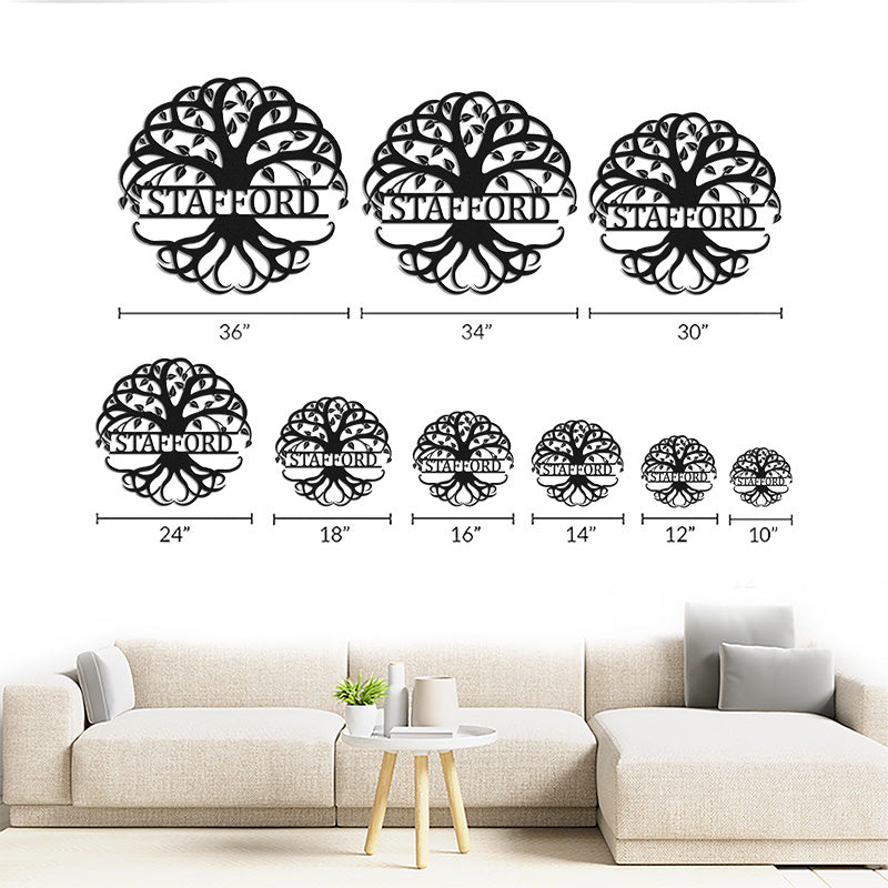 Personalized Tree Of Life Monogram Metal Sign Wall Decor