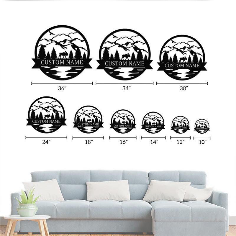 Custom Outdoor Elk Hunting Monogramn Metal Name Sign