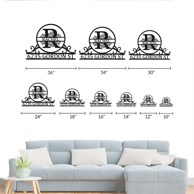 Personalized Name Monogram Metal Address Sign House Numbers