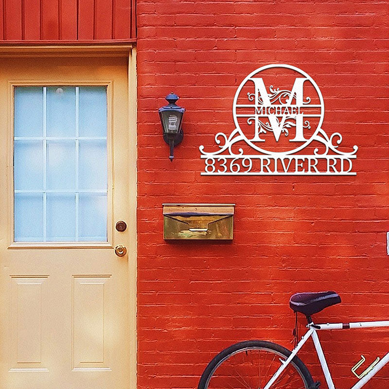 Custom Family Name Monogram Address Metal Sign House Numbers