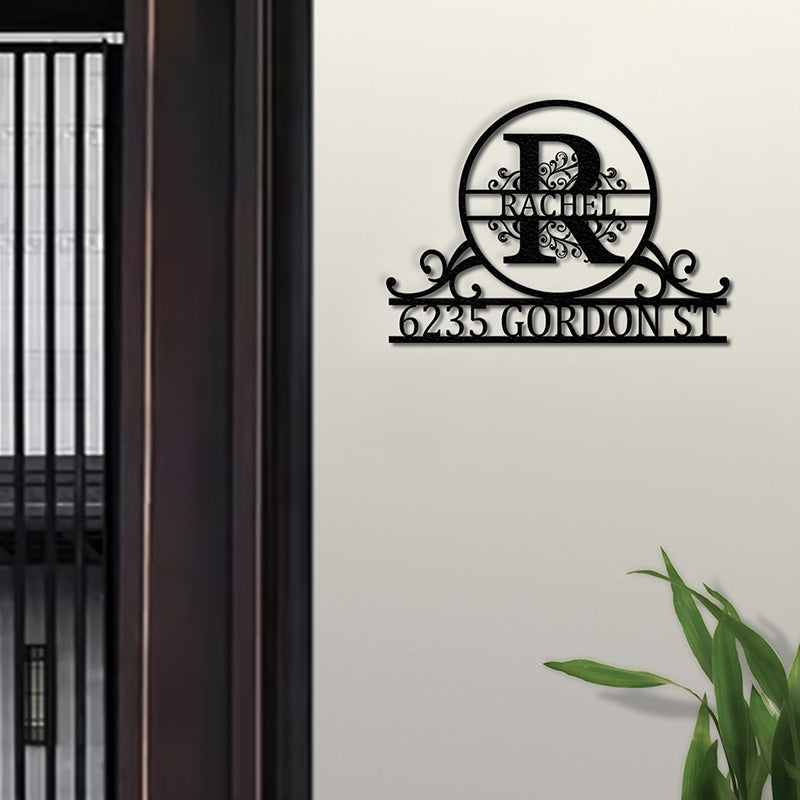 Personalized Name Monogram Metal Address Sign House Numbers