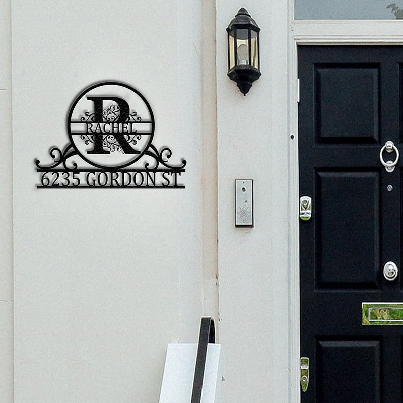 Personalized Name Monogram Metal Address Sign House Numbers