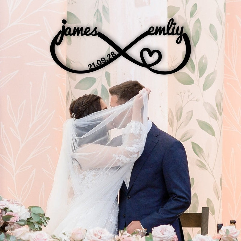 Custom Infinity Heart Metal Sign Wall Art for Wedding Decor - iWantDIY