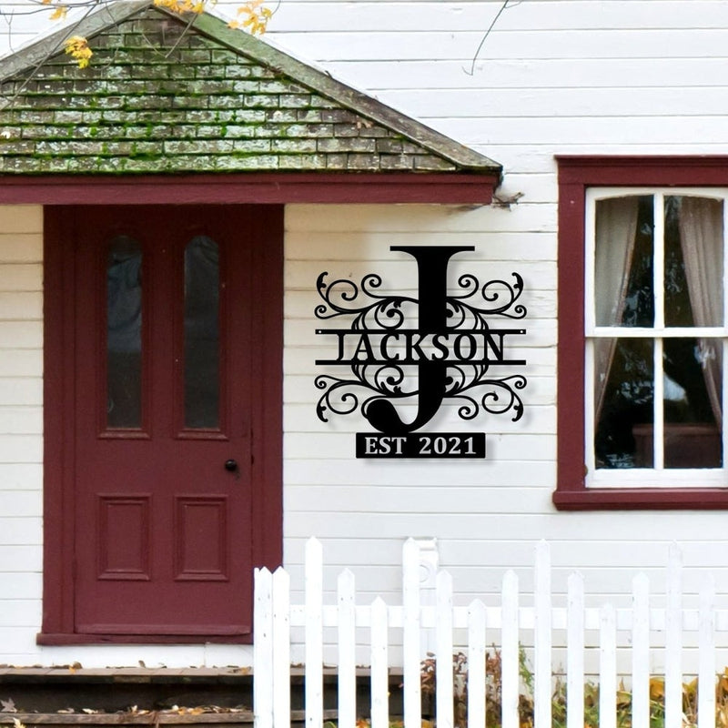 Custom Monogram Split Initial Name Metal Sign - iWantDIY