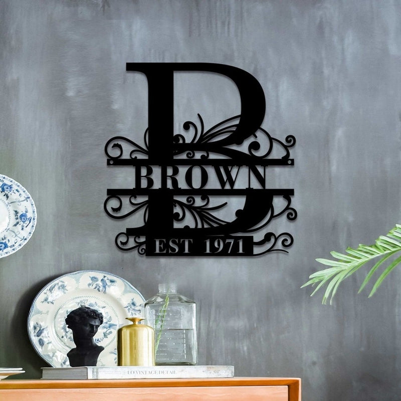 Custom Monogram Split Letter Name Metal Sign - iWantDIY