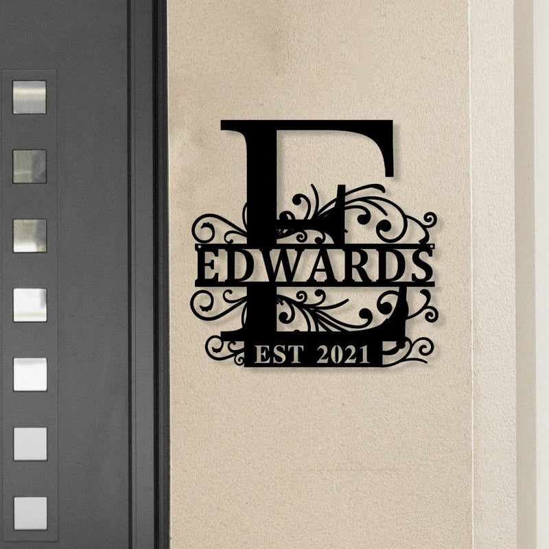 Custom Monogram Split Letter Name Metal Sign - iWantDIY