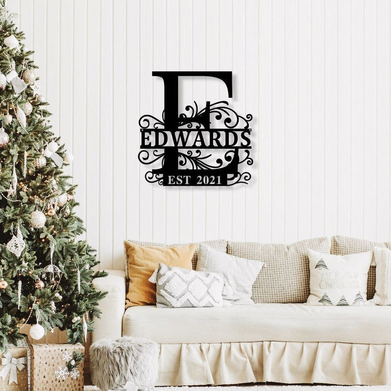 Custom Monogram Split Letter Name Metal Sign - iWantDIY