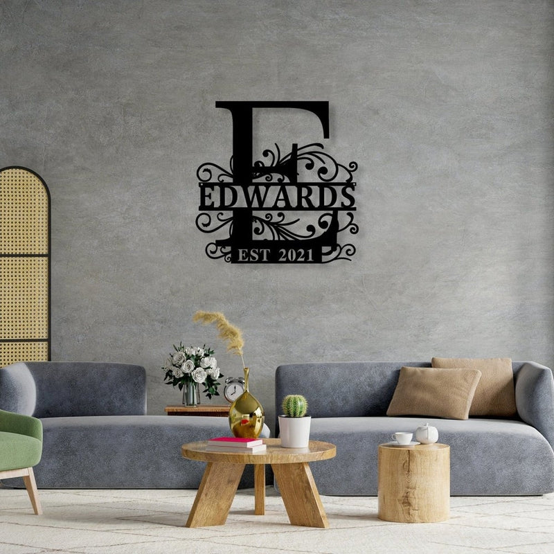 Custom Monogram Split Letter Name Metal Sign - iWantDIY