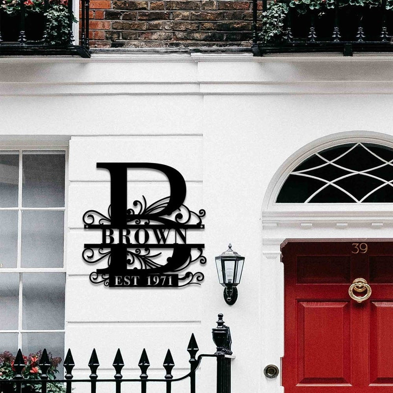 Custom Monogram Split Letter Name Metal Sign - iWantDIY