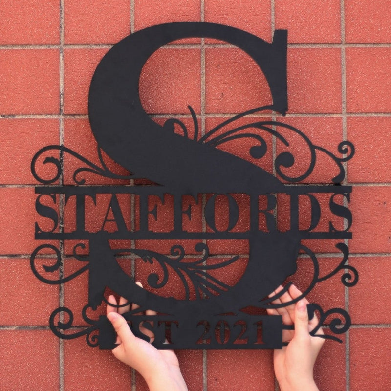 Custom Monogram Split Letter Name Metal Sign - iWantDIY