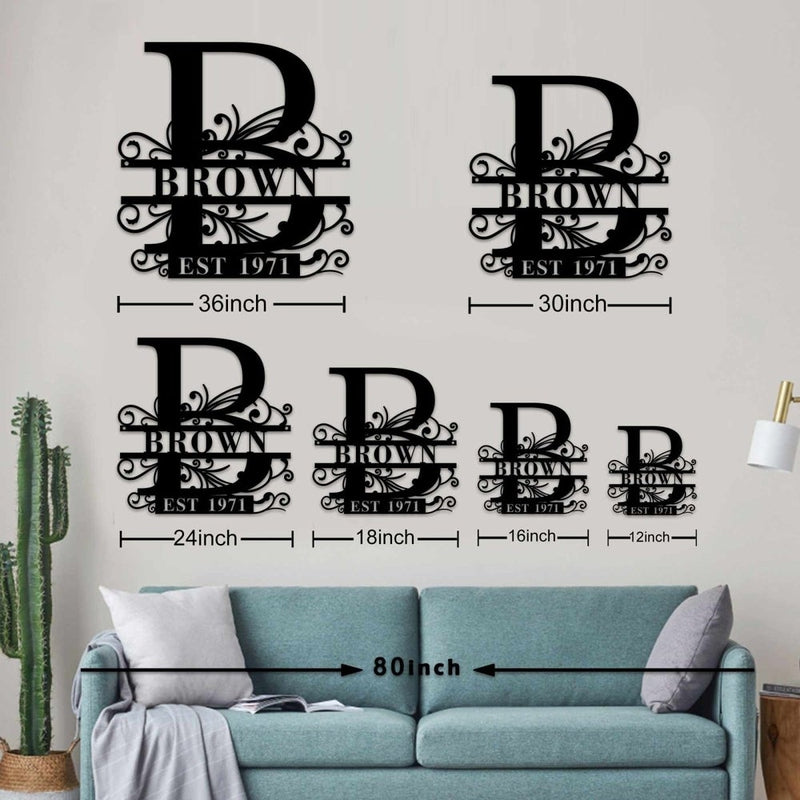 Custom Monogram Split Letter Name Metal Sign - iWantDIY