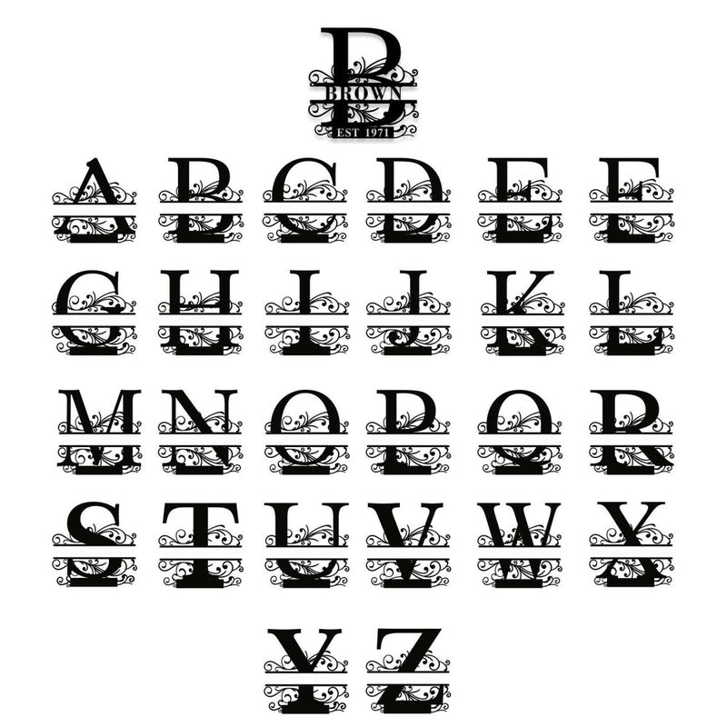 Custom Monogram Split Letter Name Metal Sign - iWantDIY