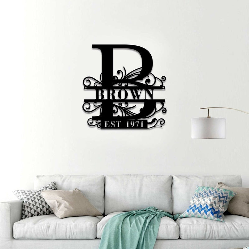Custom Monogram Split Letter Name Metal Sign - iWantDIY