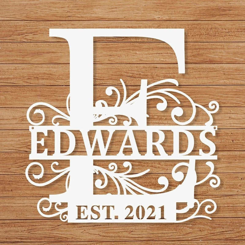 Custom Monogram Split Letter Name Metal Sign - iWantDIY