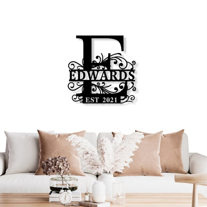 Custom Monogram Split Letter Name Metal Sign - iWantDIY