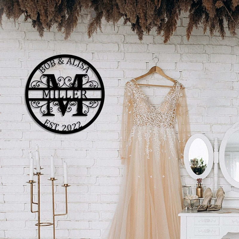 Custom Name Sign Initial Split Letter Monogram Sign Wedding Housewarming Gift - iWantDIY