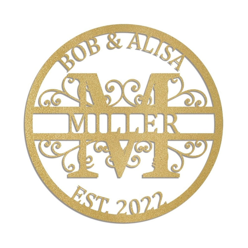 Custom Name Sign Initial Split Letter Monogram Sign Wedding Housewarming Gift - iWantDIY