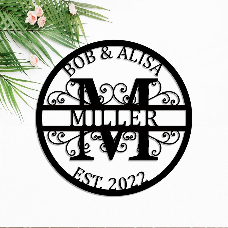 Custom Name Sign Initial Split Letter Monogram Sign Wedding Housewarming Gift - iWantDIY