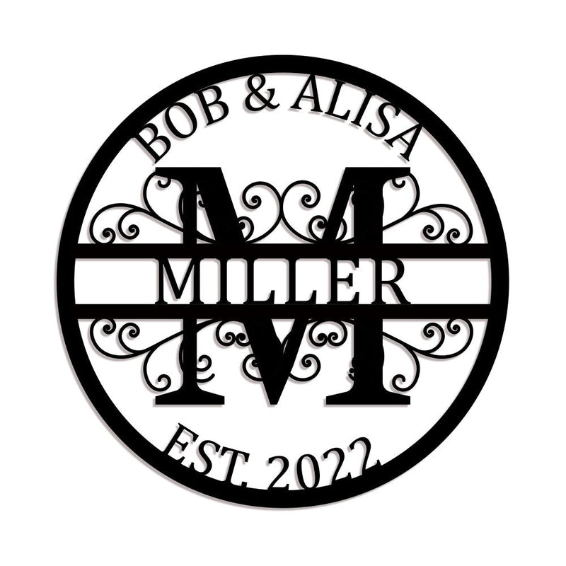 Custom Name Sign Initial Split Letter Monogram Sign Wedding Housewarming Gift - iWantDIY