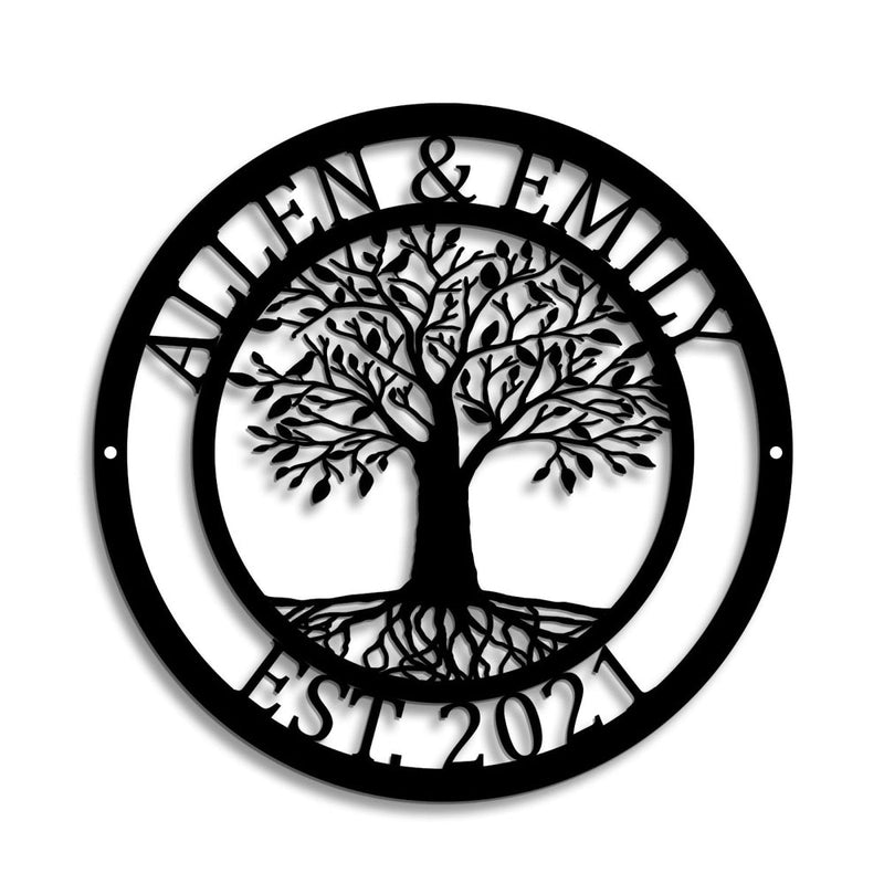 Personalized Family Tree With Names, Metal Monogram Signs - iWantDIY