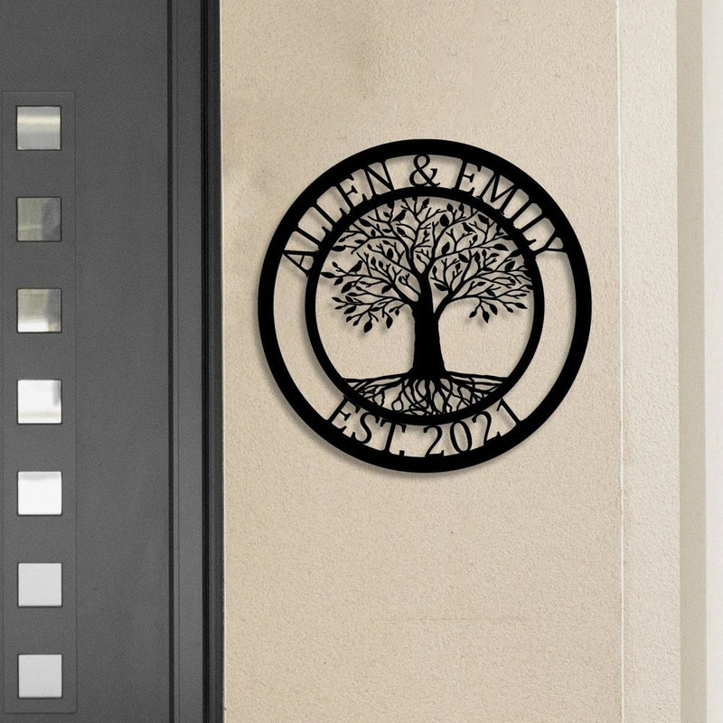 Personalized Family Tree With Names, Metal Monogram Signs - iWantDIY