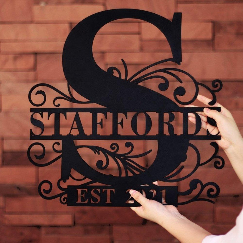 Personalized Family Last Name Sign Monogram Metal Art - iWantDIY